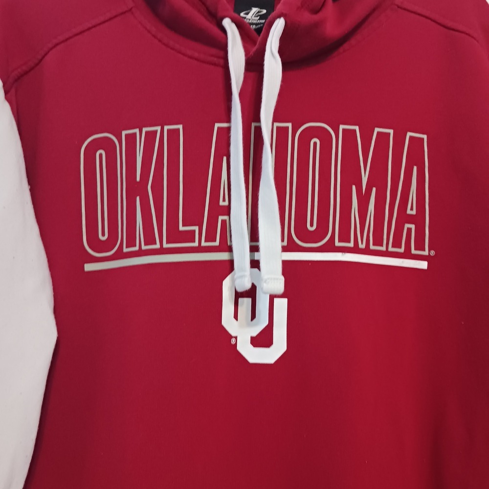 Logo Athletic Hoodie Mens 2XL Red Good Oklahoma Sooners OU Pullover Pilling